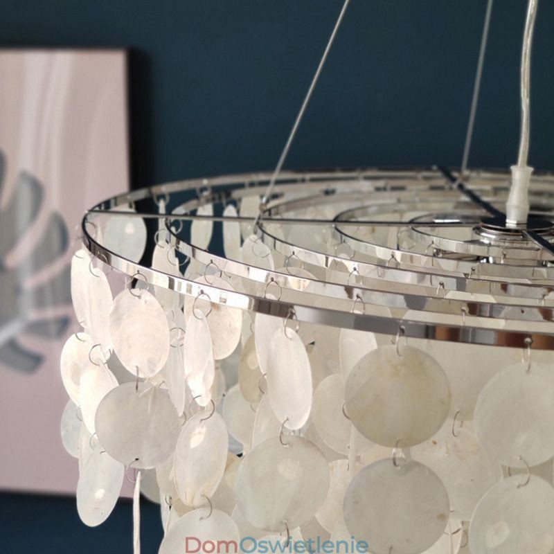 Capiz Shell Pendant Light Natural Wiszący Okrągły Warstwowy Żyrandol