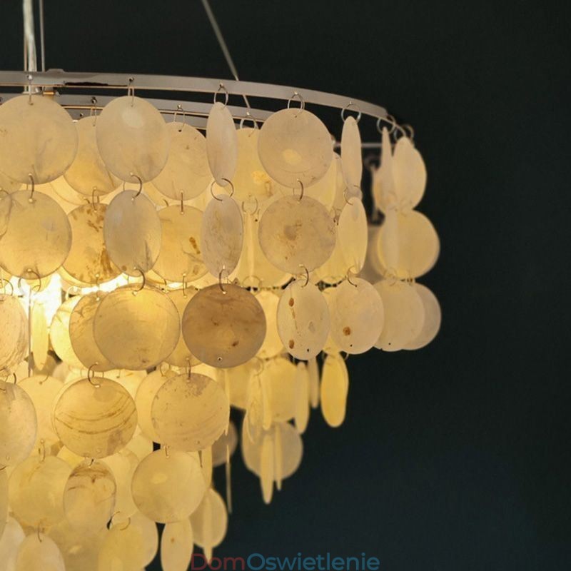 Capiz Shell Pendant Light Natural Wiszący Okrągły Warstwowy Żyrandol