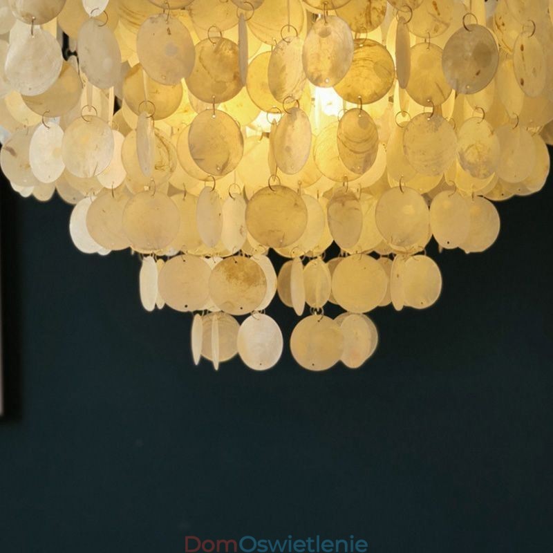 Capiz Shell Pendant Light Natural Wiszący Okrągły Warstwowy Żyrandol