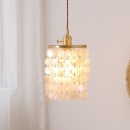 Nowoczesny klasyczny żyrandol z białym kloszem muszli, lampa wisząca, sufitowa