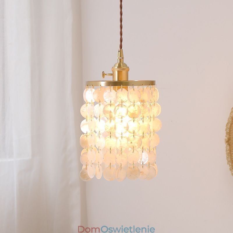 Nowoczesny klasyczny żyrandol z białym kloszem muszli, lampa wisząca, sufitowa