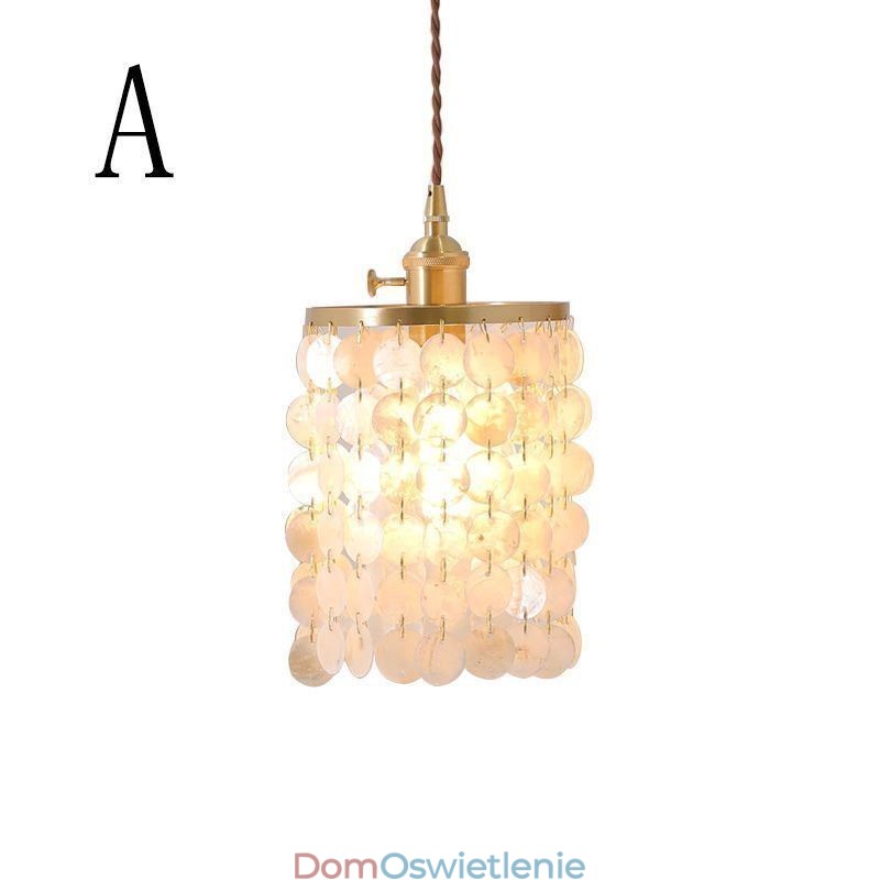 Nowoczesny klasyczny żyrandol z białym kloszem muszli, lampa wisząca, sufitowa