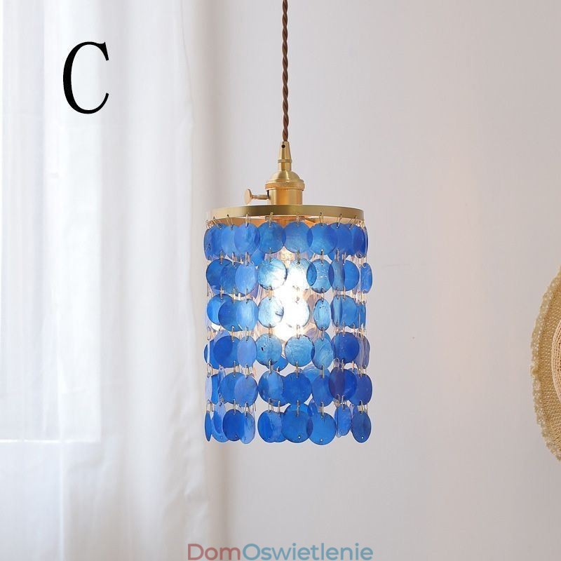 Nowoczesny klasyczny żyrandol z białym kloszem muszli, lampa wisząca, sufitowa