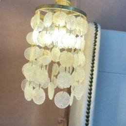 Nowoczesny klasyczny żyrandol z białym kloszem muszli, lampa wisząca, sufitowa