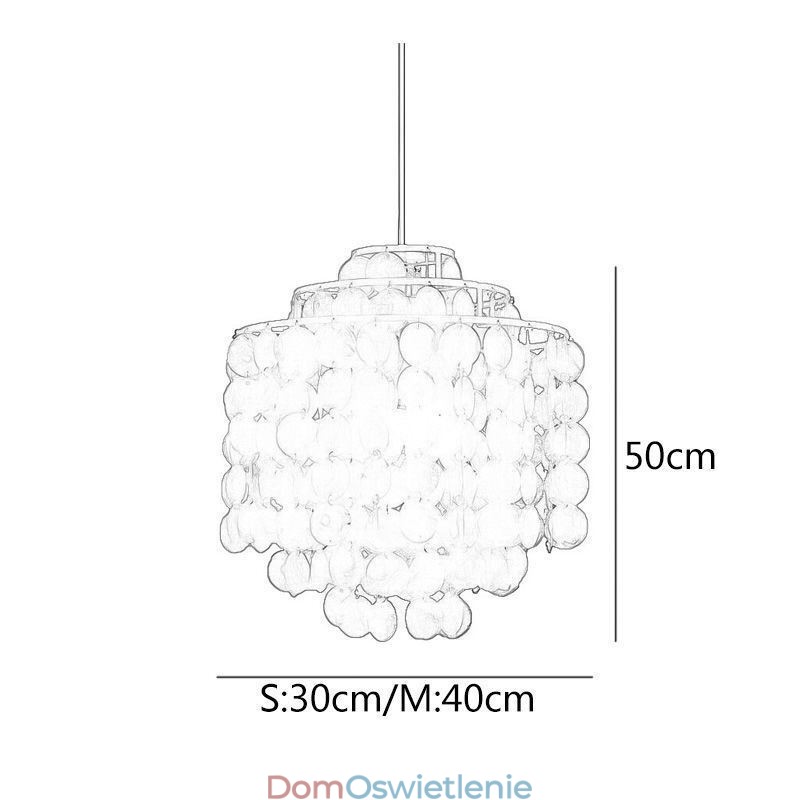 Nowoczesna klasyczna lampa wisząca z białym kloszem muszlowym
