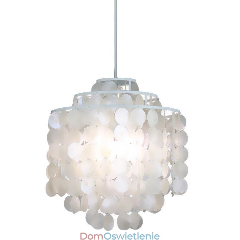 Nowoczesna klasyczna lampa wisząca z białym kloszem muszlowym