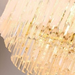 Kryształowa okrągła lampa sufitowa koralowa wisząca