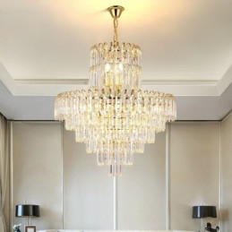 Elegancka lampa wisząca kryształowa okrągła oprawa sufitowa