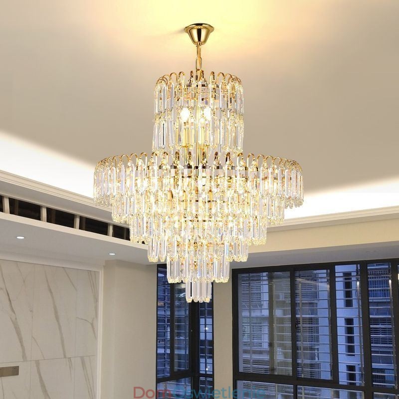 Elegancka lampa wisząca kryształowa okrągła oprawa sufitowa