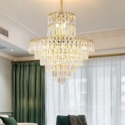 Elegancka lampa wisząca kryształowa okrągła oprawa sufitowa