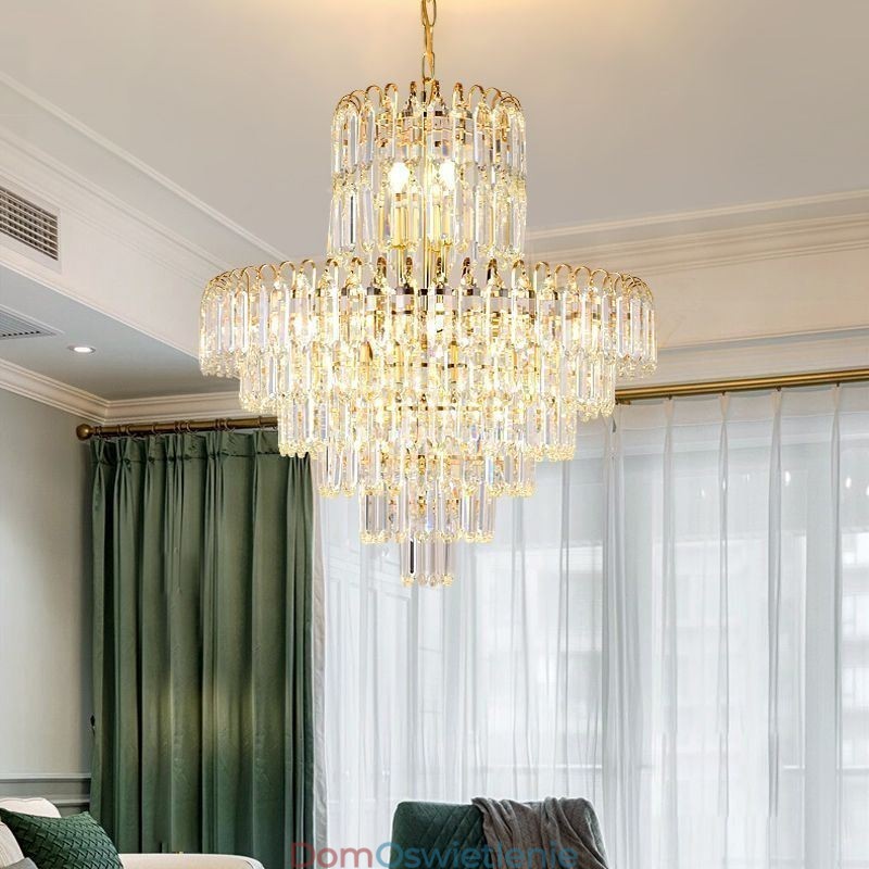 Elegancka lampa wisząca kryształowa okrągła oprawa sufitowa