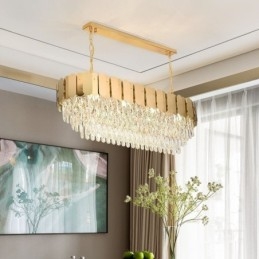 Kryształowa lampa wisząca Luksusowa owalna lampa sufitowa