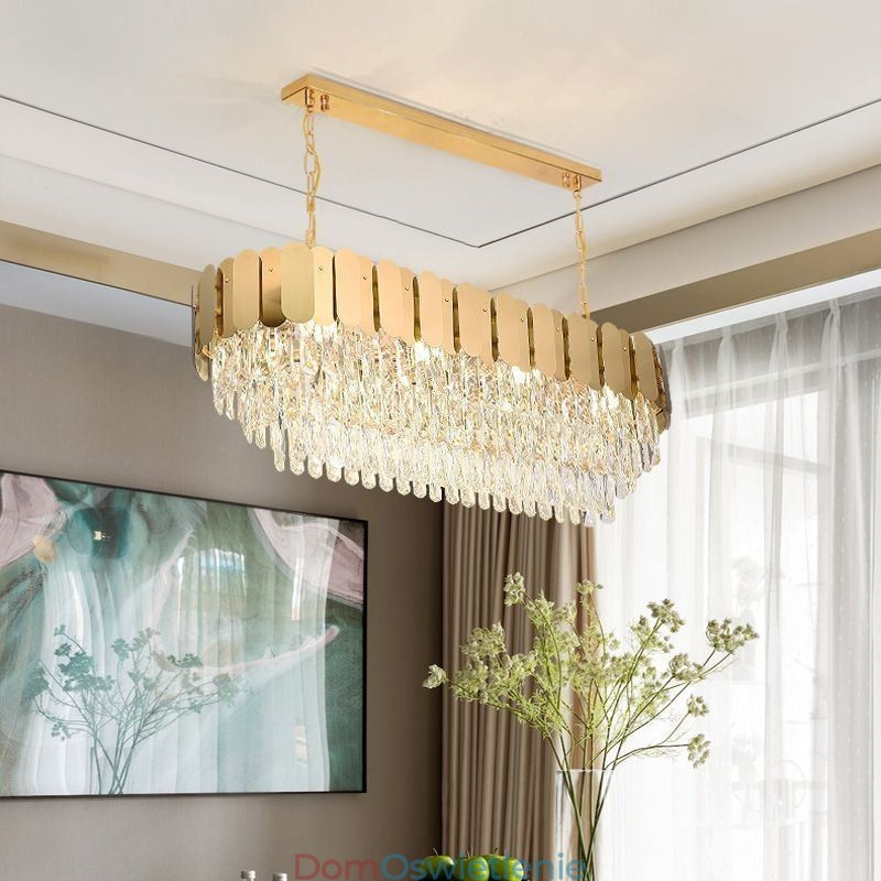 Kryształowa lampa wisząca Luksusowa owalna lampa sufitowa