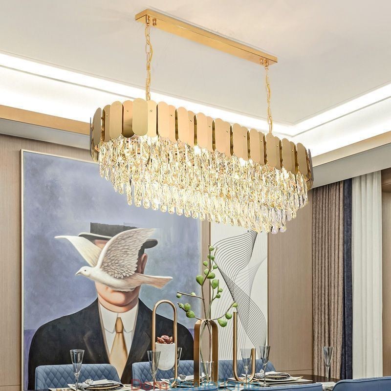 Kryształowa lampa wisząca Luksusowa owalna lampa sufitowa