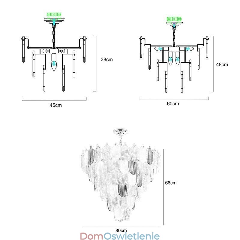 Kryształowa Elegancka Liść Wisząca Lampa Sufitowa Wisząca Lampa