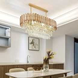 Nowoczesna kryształowa lampa wisząca Luksusowa owalna lampa sufitowa