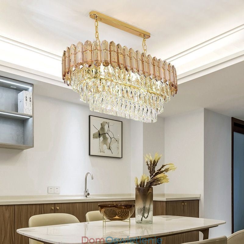 Nowoczesna kryształowa lampa wisząca Luksusowa owalna lampa sufitowa