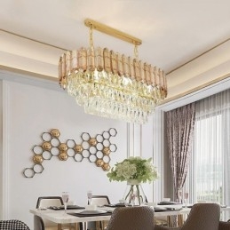 Nowoczesna kryształowa lampa wisząca Luksusowa owalna lampa sufitowa
