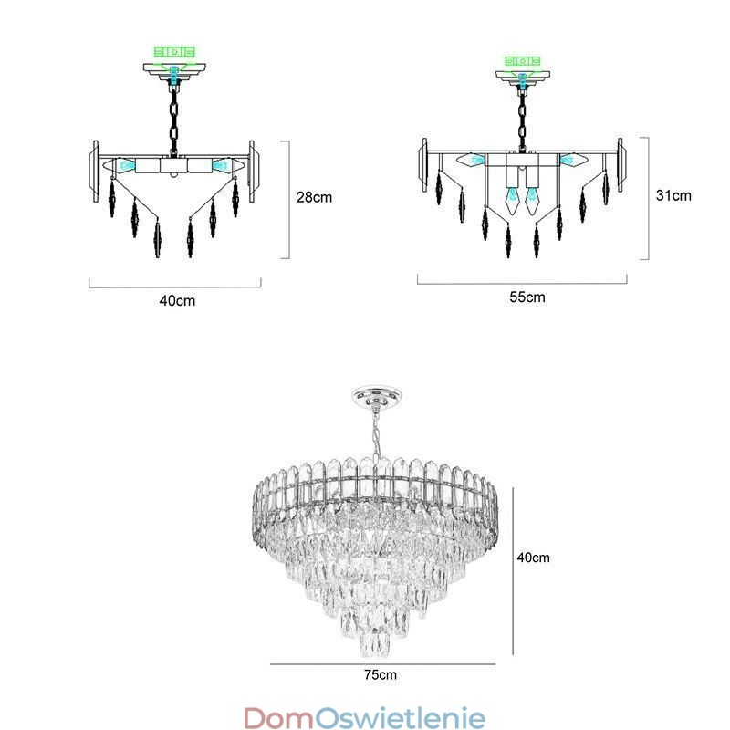 Nowoczesna kryształowa lampa wisząca sufitowa oprawa oświetleniowa