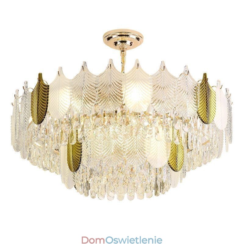 Luksusowa lampa wisząca w kształcie liścia, kryształowa lampa sufitowa