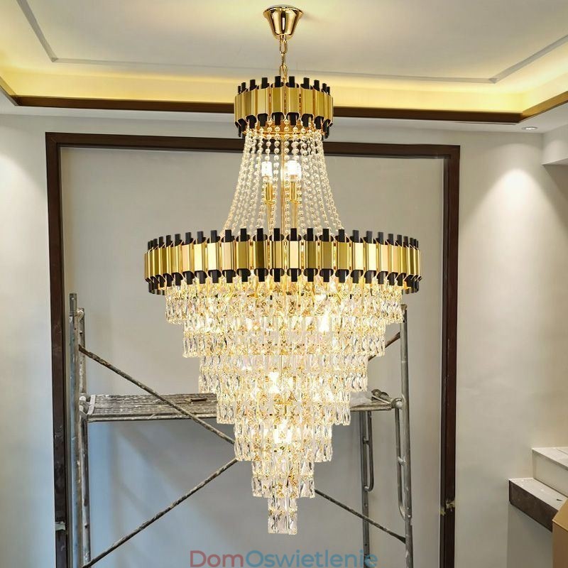 Luksusowa złota lampa wisząca kryształowa lampa sufitowa