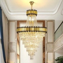 Luksusowa złota lampa wisząca kryształowa lampa sufitowa