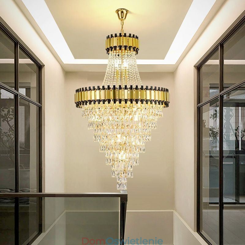 Luksusowa złota lampa wisząca kryształowa lampa sufitowa