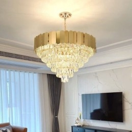 Nowoczesna Elegancka Kryształowa Lampa Wisząca Stożkowa Lampa Sufitowa