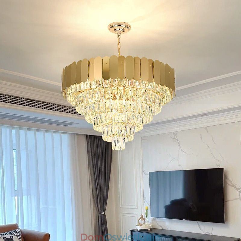 Nowoczesna Elegancka Kryształowa Lampa Wisząca Stożkowa Lampa Sufitowa