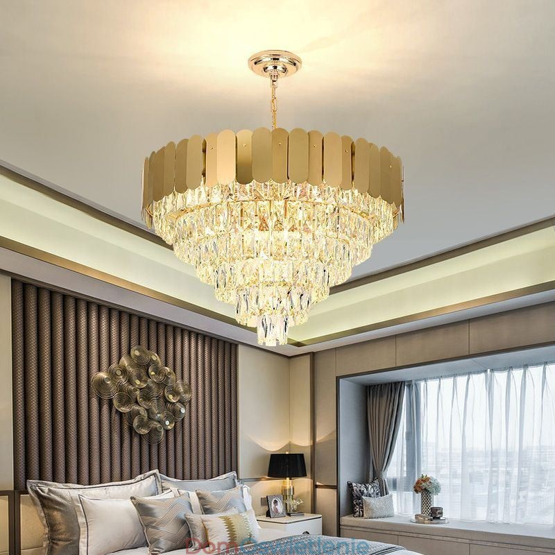 Nowoczesna Elegancka Kryształowa Lampa Wisząca Stożkowa Lampa Sufitowa