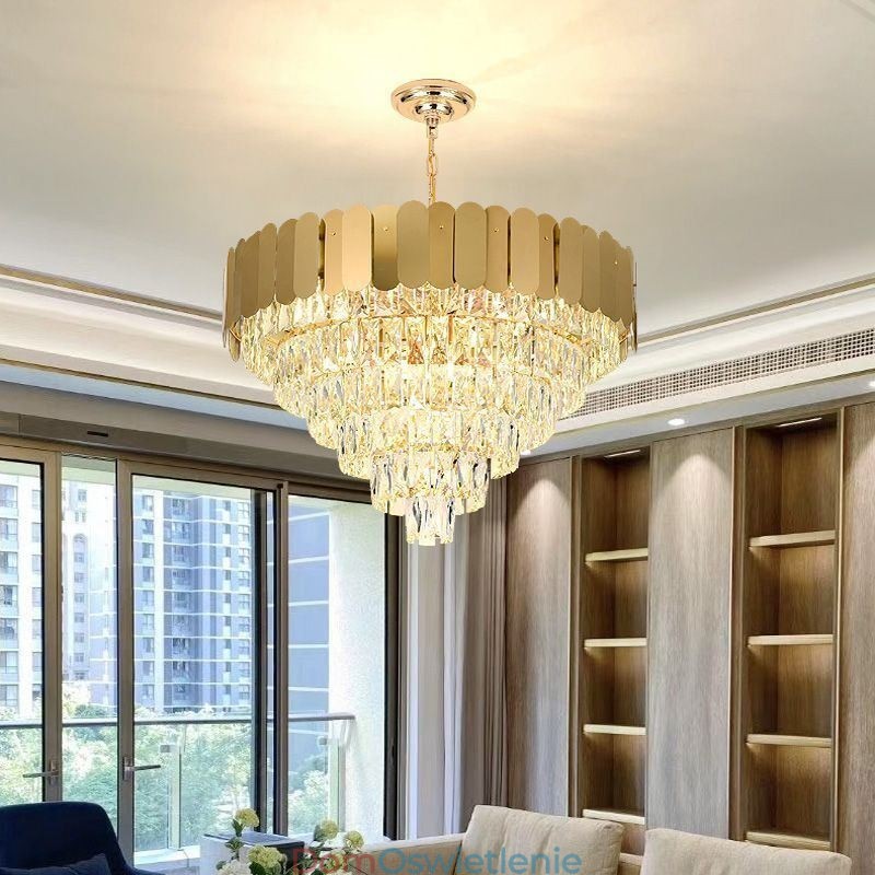 Nowoczesna Elegancka Kryształowa Lampa Wisząca Stożkowa Lampa Sufitowa
