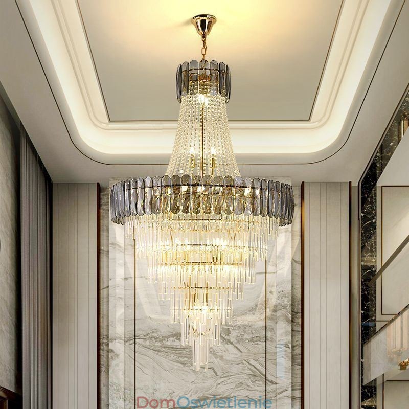 Europejska Elegancka Kryształowa Lampa Wisząca Stożkowa Lampa Sufitowa