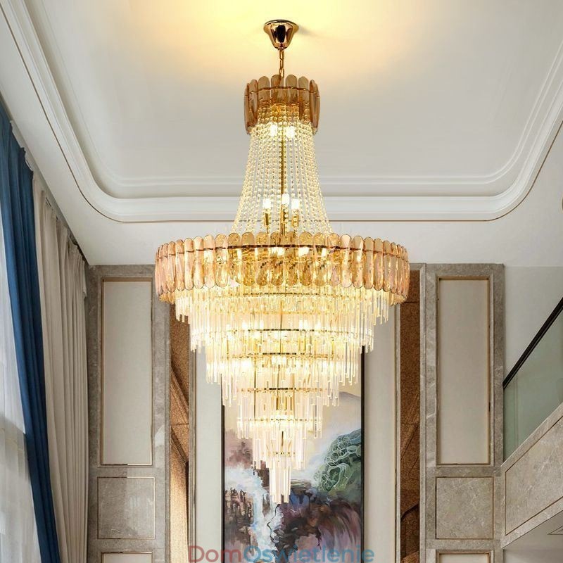 Europejska Elegancka Kryształowa Lampa Wisząca Stożkowa Lampa Sufitowa