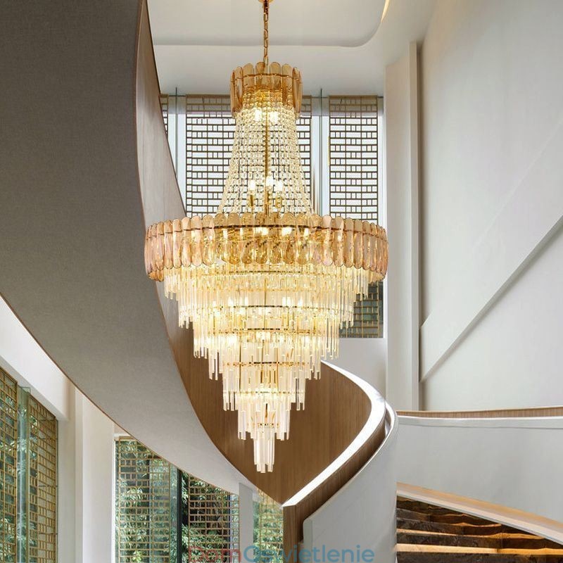 Europejska Elegancka Kryształowa Lampa Wisząca Stożkowa Lampa Sufitowa