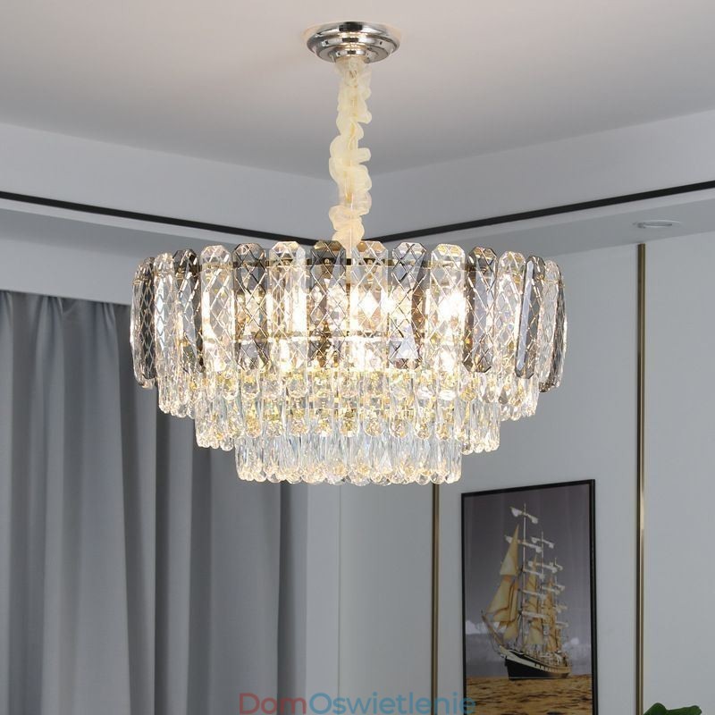 Europejska lampa wisząca kryształowa okrągła lampa sufitowa