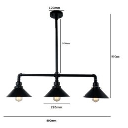 3 światła retro industrial vintage water pipe pendant light żyrandol country rustykalny styl