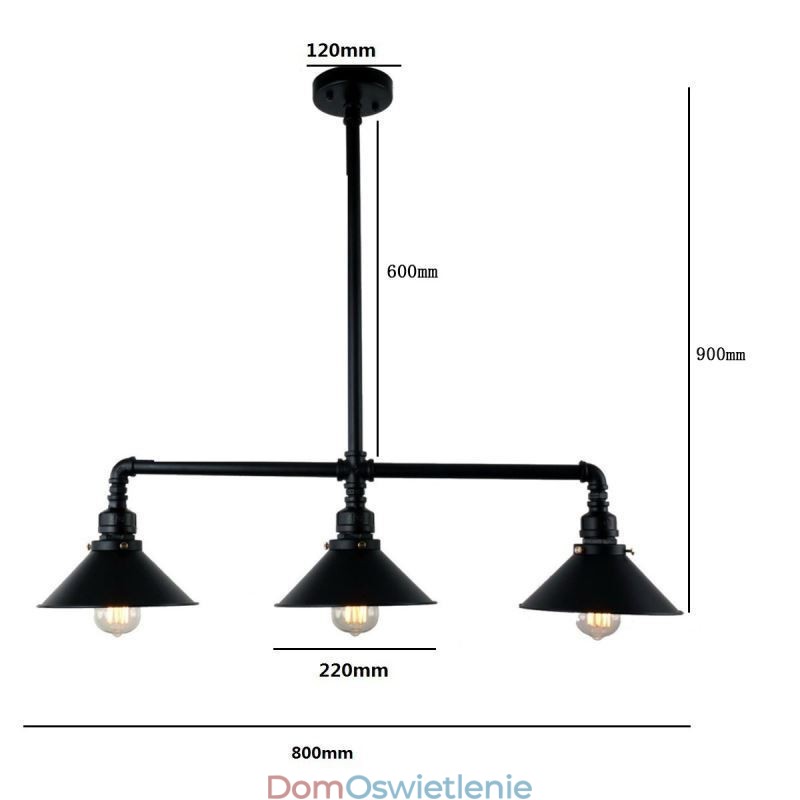 3 światła retro industrial vintage water pipe pendant light żyrandol country rustykalny styl