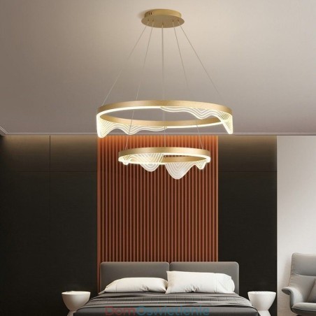 Złota fala Ripple lampa wisząca sufitowa 2 światła Złota fala Ripple lampa wisząca sufitowa 2 światła