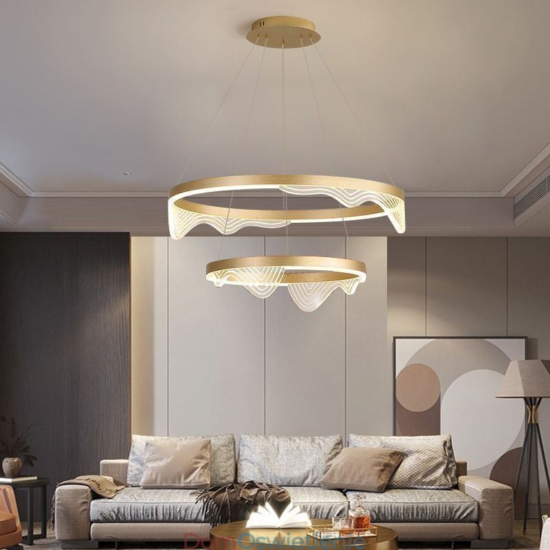 Złota fala Ripple lampa wisząca sufitowa 2 światła