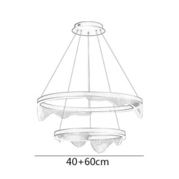 Złota fala Ripple lampa wisząca sufitowa 2 światła