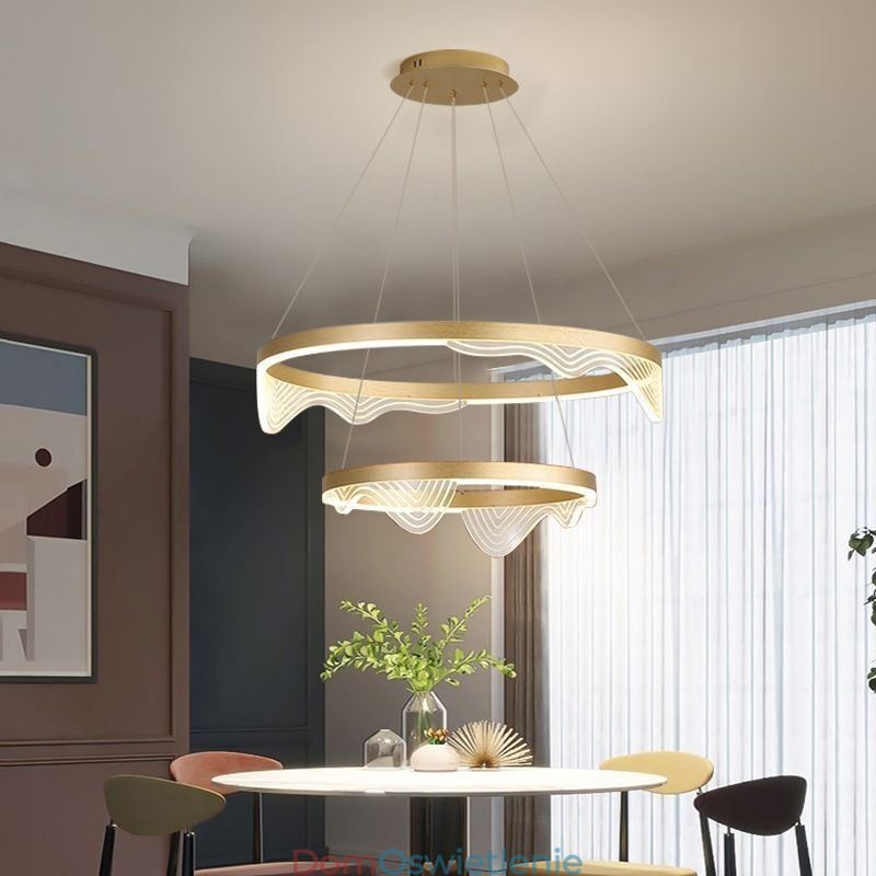 Złota fala Ripple lampa wisząca sufitowa 2 światła