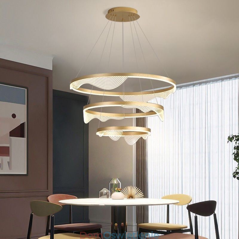 Wisząca lampa Golden Wave Ripple Wisząca lampa 3 światła