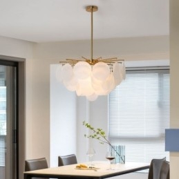 Nowoczesna lampa wisząca z 6 światłami i szklanym kształtem