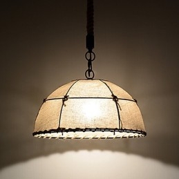 Półokrągłe lampy wiszące 1 światła w stylu vintage w stylu przemysłowym żółte tkaniny i metale lampa wisząca