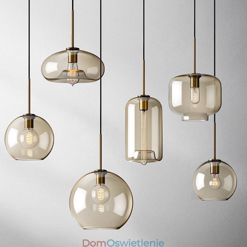 Szklana lampa wisząca Minimalistyczna dekoracyjna lampa szklana w kolorze koniaku