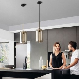Szklana lampa wisząca Minimalistyczna dekoracyjna lampa szklana w kolorze koniaku
