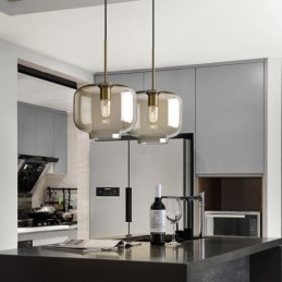 Szklana lampa wisząca Minimalistyczna dekoracyjna lampa szklana w kolorze koniaku