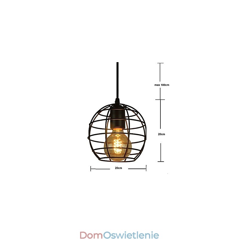 Żyrandol w stylu europejskim w kształcie kuli, w stylu vintage, do czarnej lampy wiszącej