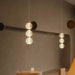 Wisząca lampa z koralików akrylowych, dekoracyjna lampa