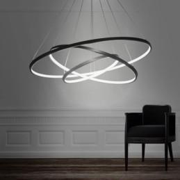 Nowoczesna lampa wisząca aluminiowa czarna 3-pierścieniowa lampa wisząca